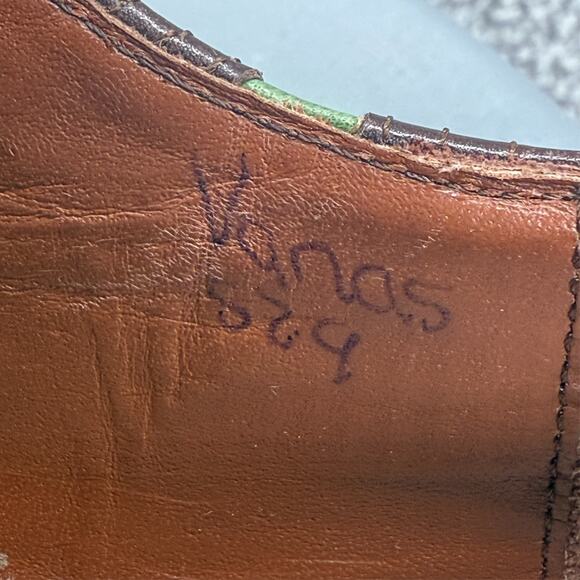 George Esquivel Vanas Mens Shoes 9 Green Brown Wingtip Oxford Made in USA $1100 - Picture 14 of 16